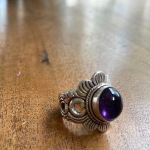 Silver/Ametyst Lotus ring